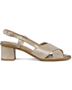 Geox Aurely 50 Crisscross Buckle Strap Pumps - Natural