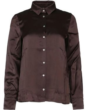 iBlues Satin Button-Up Shirt - Brown