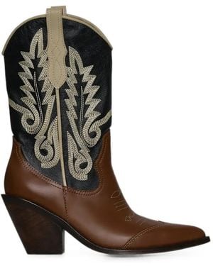 Johanna Ortiz Bottines Alma Latina À Broderies En Cuir - Brown