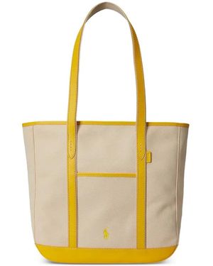 Polo Ralph Lauren Medium Leather-Trim Canvas Tote Bag - Yellow