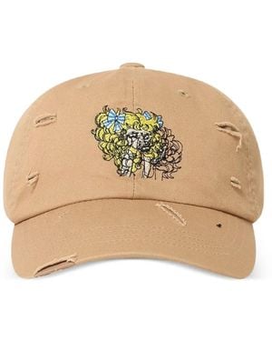 Pushbutton Crying Girl Baseballkappe Im Distressed-Look - Natur