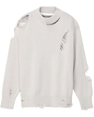 CAMPERLAB Pullover in Distressed-Optik - Weiß