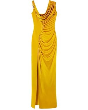 Versace Embellished Crepe And Pleated Satin Gown - Yellow