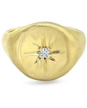 Logan Hollowell 14K Star Set Oracle Diamond Signet Ring - Metallic