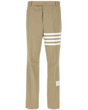 Thom Browne Cotton Twill 4-Bar Unconstructed Chino Trousers - Natural