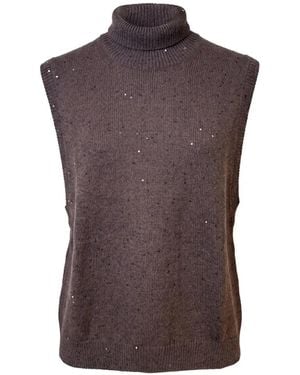 Brunello Cucinelli Pull Brodé De Sequins À Col Roulé - Violet