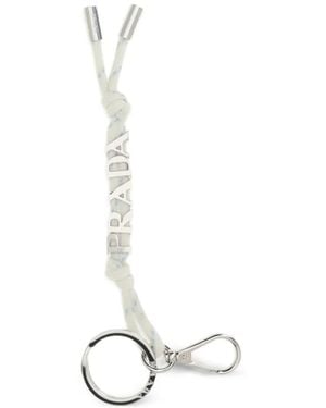 Prada Logo-Lettering Cord Keyring - White