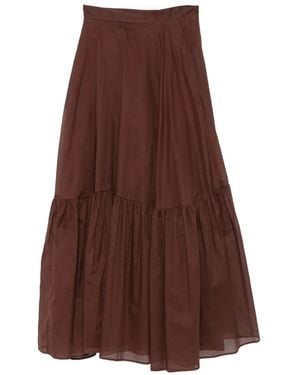Plan C Tiered Maxi Skirt - Brown