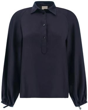 Paul & Shark Silk Balloon-Sleeve Blouse - Blue