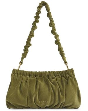 Marni Pochette En Daim À Volants - Green