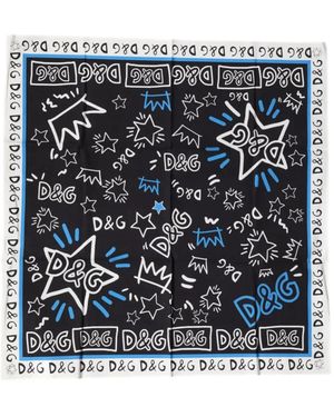 Dolce & Gabbana Graphic-Print Square Scarf - Blue