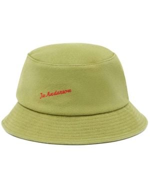 JW Anderson Logo-Embroidered Bucket Hat - Green