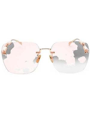 Gucci Square-Frame Rimless Sunglasses - Natural