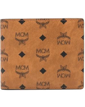 MCM Logo-Print Wallet - Brown