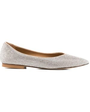 Anna F. Embellished Pointed-Toe Ballet Flats - White