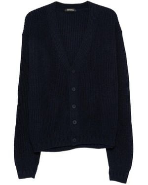 Imperial Ribbed-Knit V-Neck Cardigan - Blue