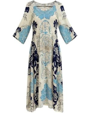 PAHIESA FORMENTERA Midikleid Mit Gürtel - Blau