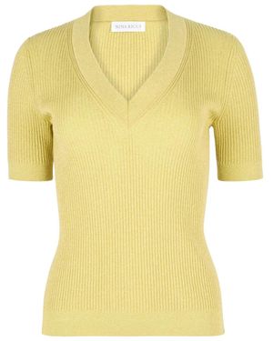 Nina Ricci V-Neck Knit Top - Yellow