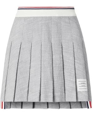 Thom Browne Falda De Tweed Plisada - Gris