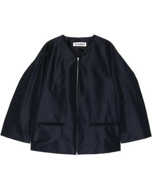 Jil Sander Zip-Up Collarless Jacket - Blue