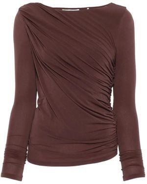 FRAME Long-Sleeve Ruched Top - Purple