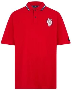Paul & Shark Striped-Collar Logo-Print Polo Shirt - Red