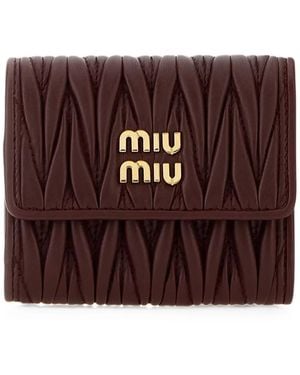 Miu Miu Matelassé Leather Wallet - Purple