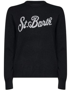 MC2 Saint Barth Rhinestone-Embellished Jacquard Sweater - Black