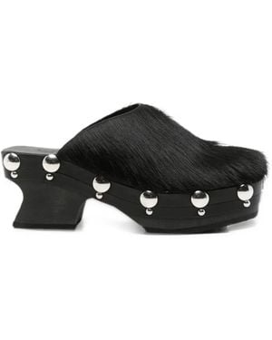 Scholl Pony-Leather Mules - Black