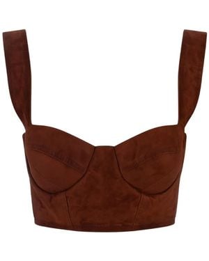 Ermanno Scervino Suede Bustier Top - Brown