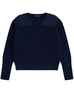 Gosha Rubchinskiy Ribbed-Knit Patch-Detail Jumper - Blue