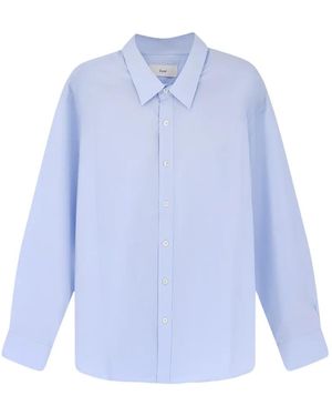 DUNST Camisa De Algodón Con Logo Bordado - Azul