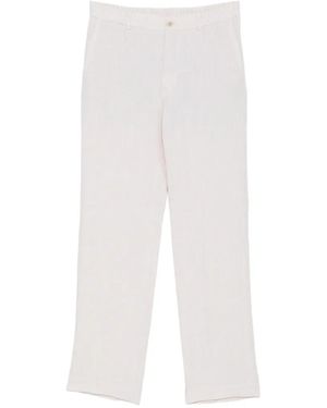 Incotex Elasticated-Waist Linen Trousers - White