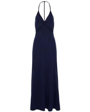 CuAnna Halterneck Ruched Dress - Blue