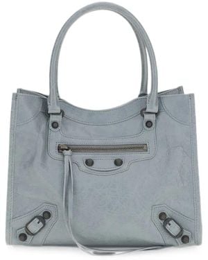 Balenciaga Bolso Shopper Le City Mini Con Apliques - Gris