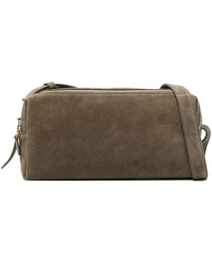 Elleme Trousse Suede Double-Zip Shoulder Bag - Brown