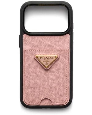 Prada Saffiano Leather Iphone 17 Pro Case - Pink