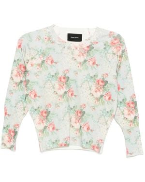 Simone Rocha Floral Shrunken Top - White