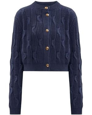 Twinset Cable-Knit Button-Up Cardigan - Blue