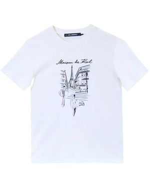 KARL LAGERFELD Camiseta Paris Con Boceto Estampado - Azul
