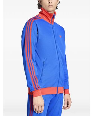 adidas Logo-Embroidered Striped Sweatshirt - Blue