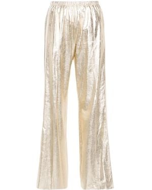 Palm Angels Side-Stripe Leather Track Trousers - Natural