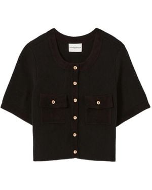 Claudie Pierlot Velvet Knit Cardigan - Black
