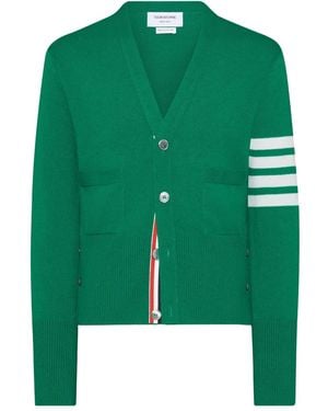 Thom Browne 4-Bar Stripe Knitted Cardigan - Green