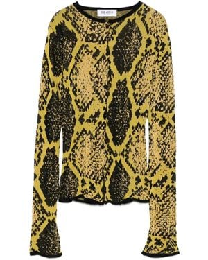 The Attico Cardigan mit Schlangenleder-Intarsie - Gelb