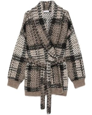 Brunello Cucinelli Sequin-Embellished Checked Cardigan - Gray
