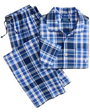 Polo Ralph Lauren Check Logo-Detail Cotton Pyjama Set - Blue