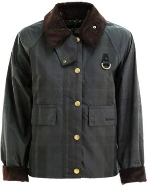 Barbour チェック コーデュロイカラージャケット - ブラック