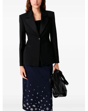 Maje Blazer À Revers Satinés - Black