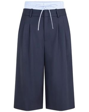Monse Double-Waistband Combo Cropped Trousers - Blue